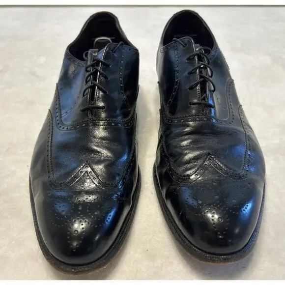 Vintage Florsheim Shoes Men’s Size 13 C Black Imperial Longwing Leather Lace Up - Picture 1 of 8